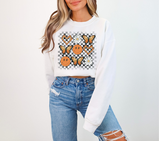 CHECKERED FIRE HEART - DTF TRANSFER