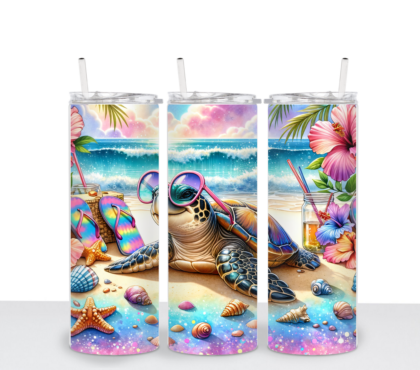 Sunbathing Turtle Sublimation Tumbler Transfer