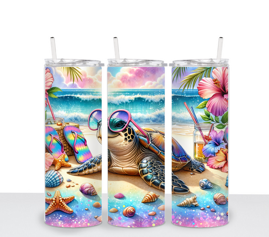 Sunbathing Turtle Sublimation Tumbler Transfer