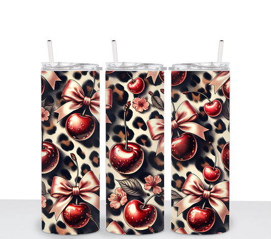 Cherry Leopard Sublimation Tumbler Transfer
