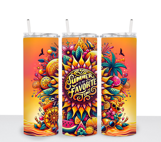 Summer Is My Favorite Time Sublimation Tumbler Transfer