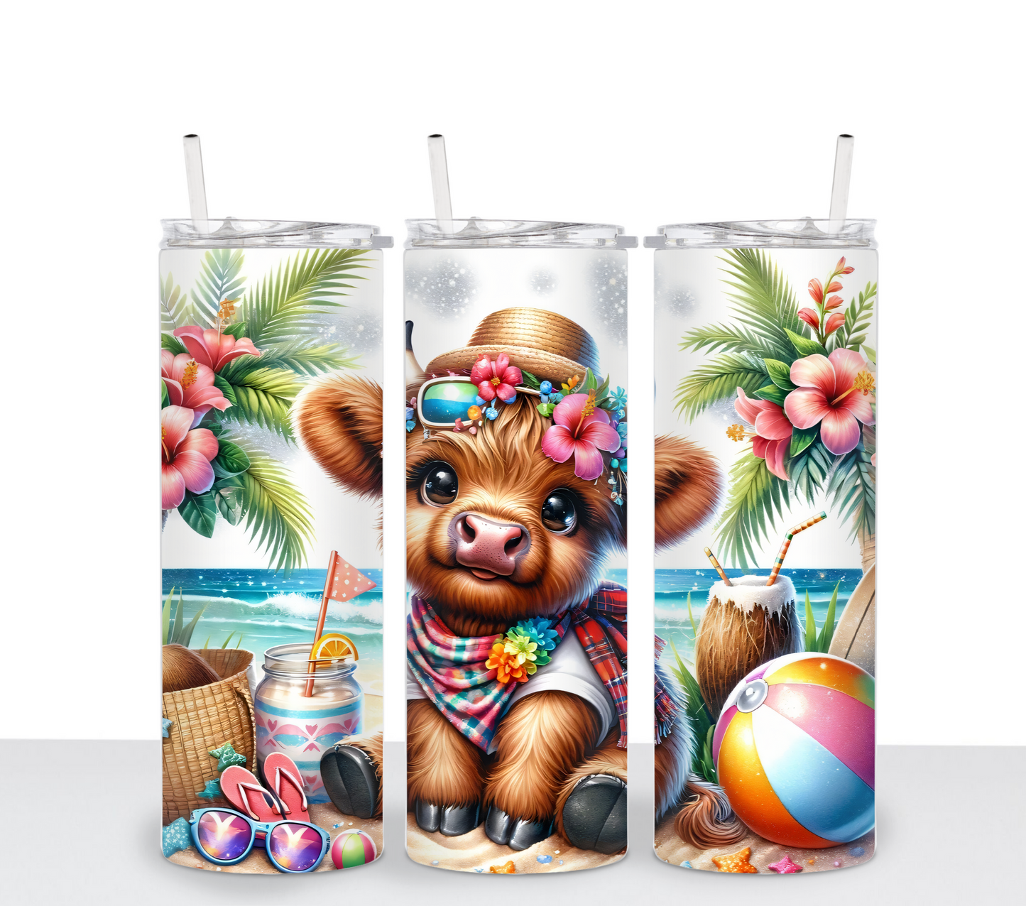 Cow Beach Sublimation Tumbler Transfer