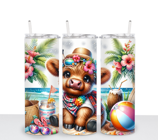 Cow Beach Sublimation Tumbler Transfer
