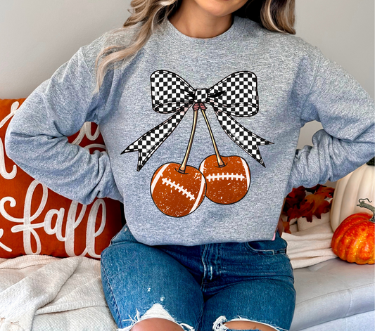Checkered Cherry Football - DTF TRANSFER