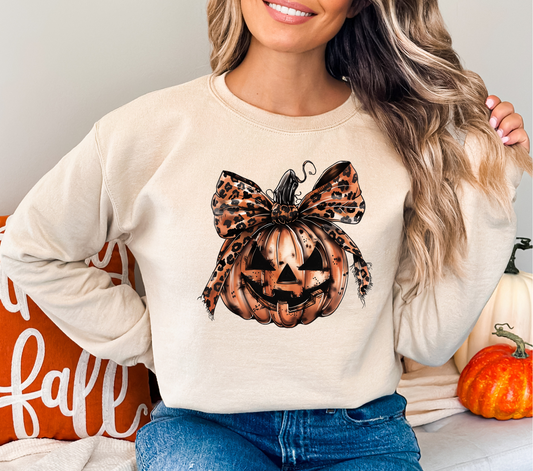 Leopard Bow Pumpkin - DTF TRANSFER