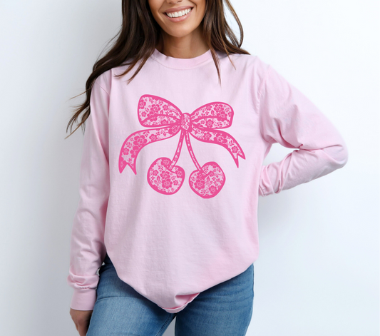 Pink Lace Cherries - DTF TRANSFER
